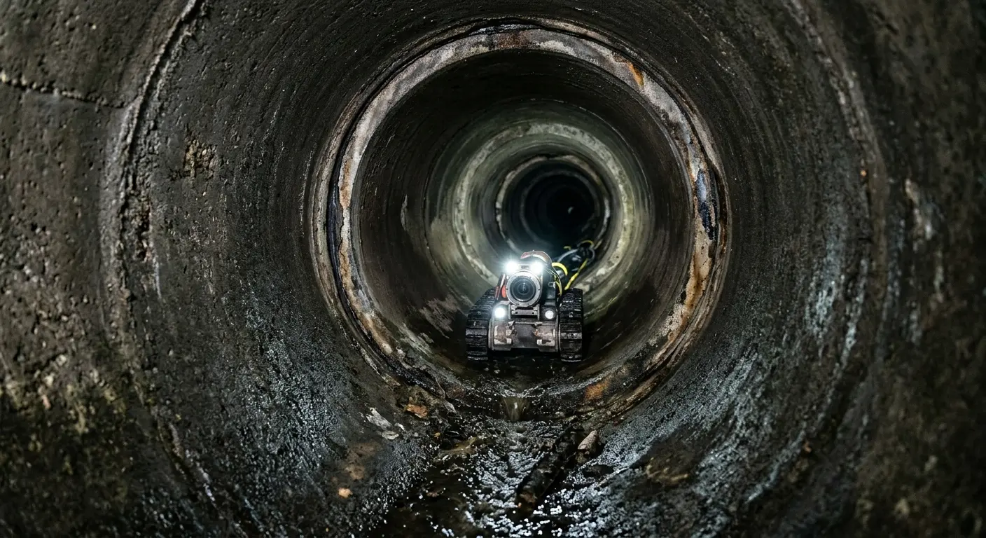 Robotic sewer camera inspecting pipe interior for Drain Snake Service in Carrollton